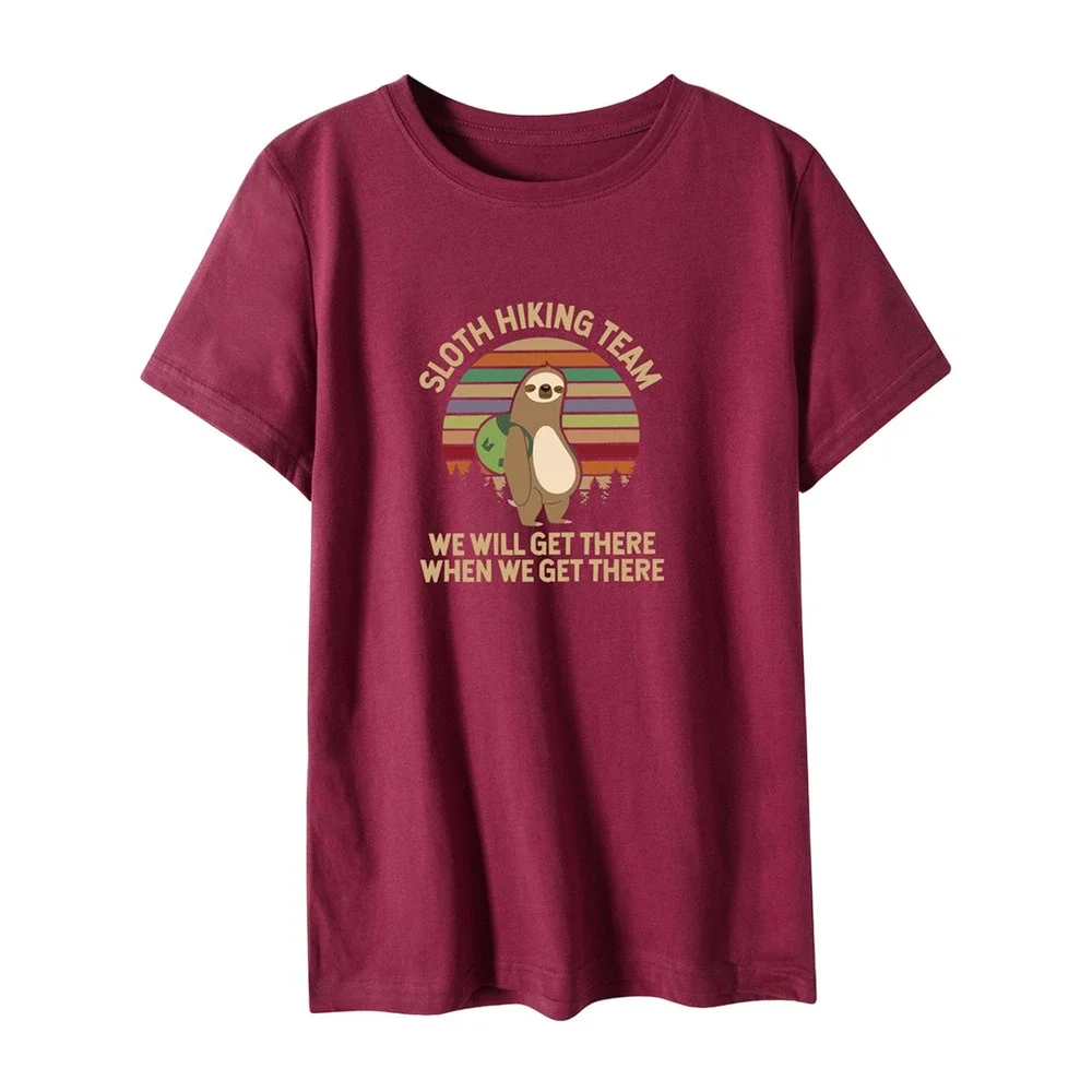 Teedino Wine Red 'Sloth Hiking Team' Tee Size 2XL - Picture 2 of 2
